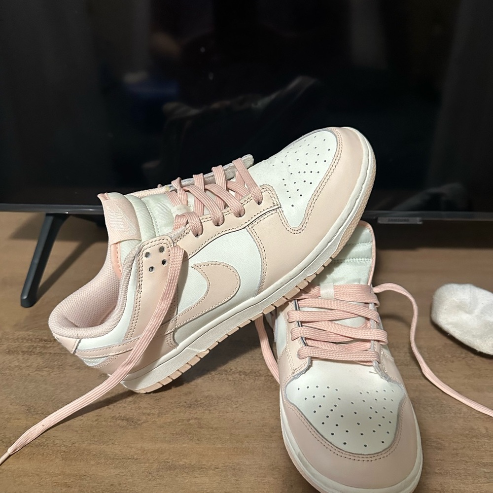 Nike Women's Cream and Pink Sneakers